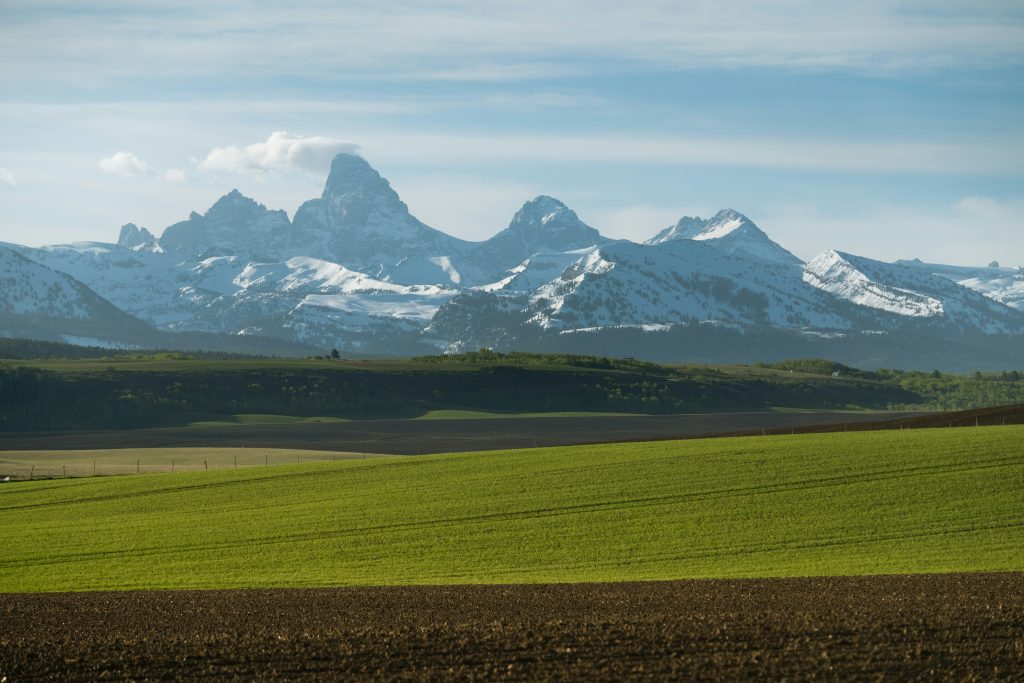 Landscape shot of the Teton mountain range